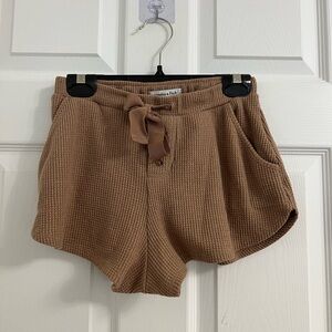 Abercrombie & Fitch (XS) Waffle Knit Shorts Loungewear Soft Comfy Cozy Tan Brown